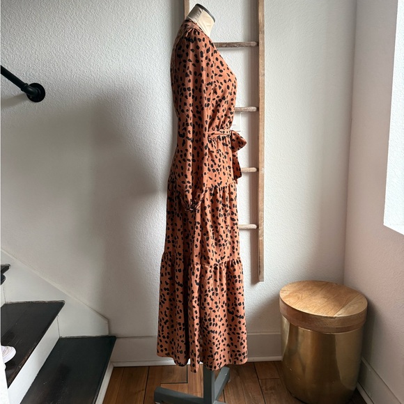 R. Vivimos Leopard Print Belted Wrap Midi Dress Sz: Small or 4/6 - Picture 6 of 8